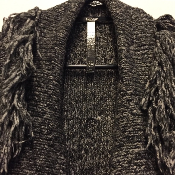 Kensie Knit Fringe Open High Low Cardigan - Picture 7 of 8
